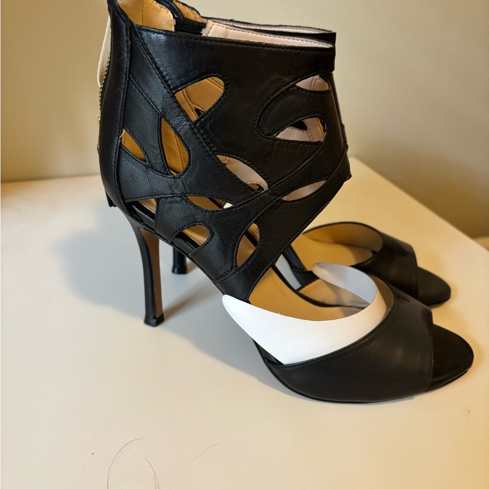 Nine West Black and White Cutout Heels